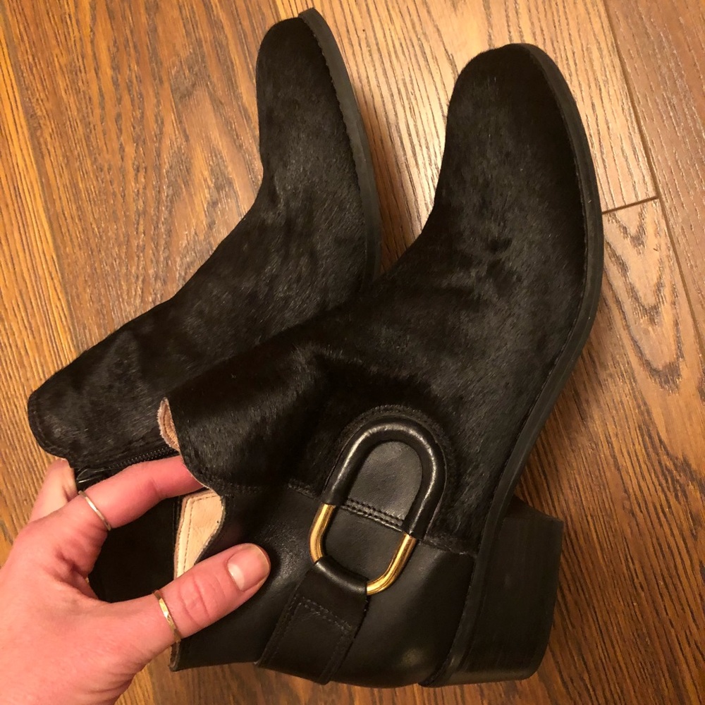 Black Calf Hair and Leather Corso Como Booties